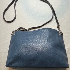 Valentina Vintage Genuine Leather Elegant Blue Bag w/ Striking Red Interior